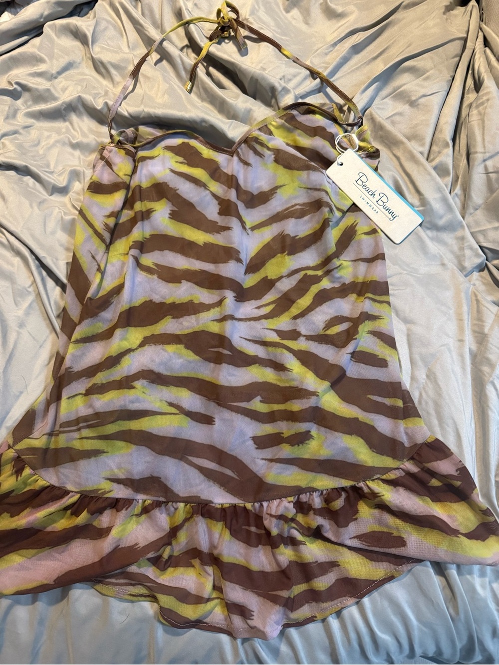Beach Bunny Yellow & Brown Zebra-Print Ruffle Cami